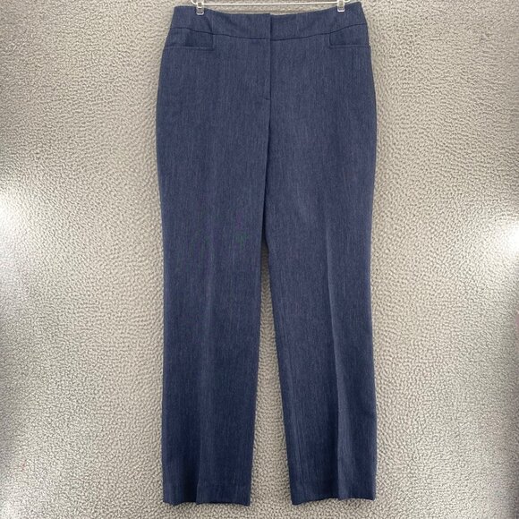 Kasper Pants Womens 8 Navy Pockets Straight Leg Trousers Office Career Everyday - Picture 1 of 13